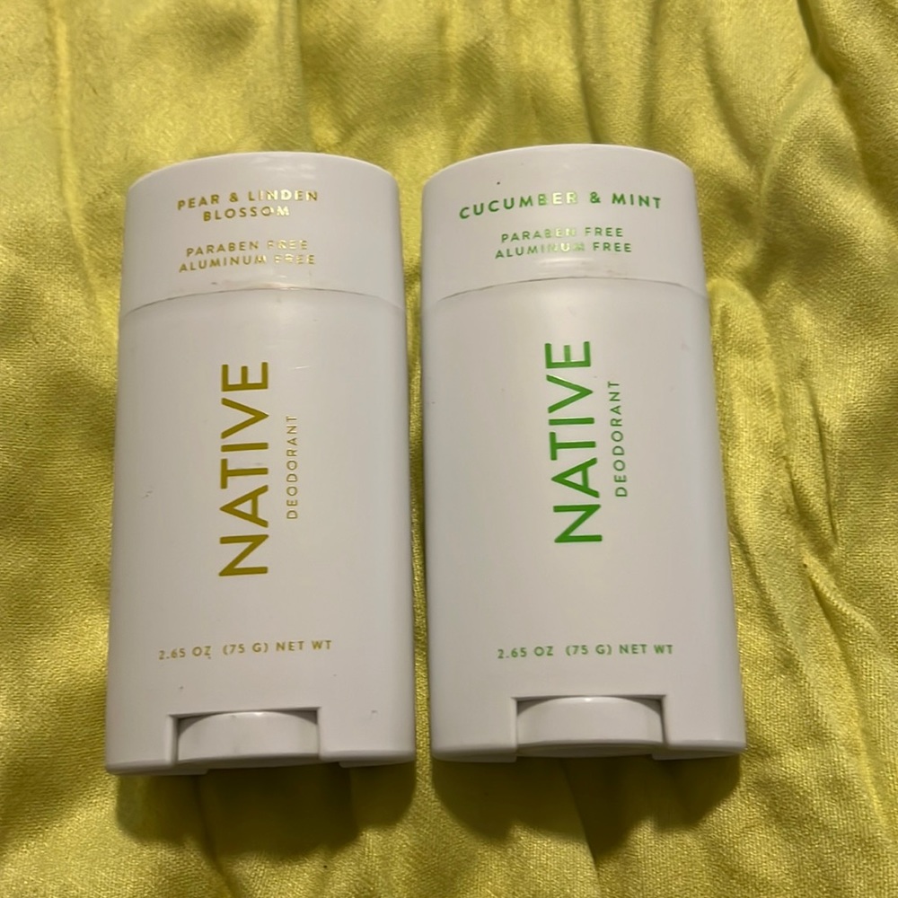 Two NEW Native Deodorant - pear/linden blossom and cucumber mint scents